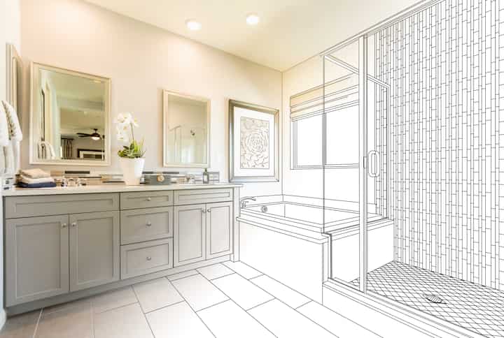 Custom master bathroom remodeling drawing Vallejo, CA